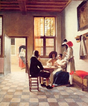 Rembrandt van Rijn Werke - Kartenspieler in einem Sunlit Room Genre Pieter de Hooch